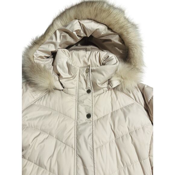 Kenneth Cole NY Women's 3/4 Chevron Quilted Puffer w/Faux Fur Trimmed Hood Sz XL - Picture 4 of 9